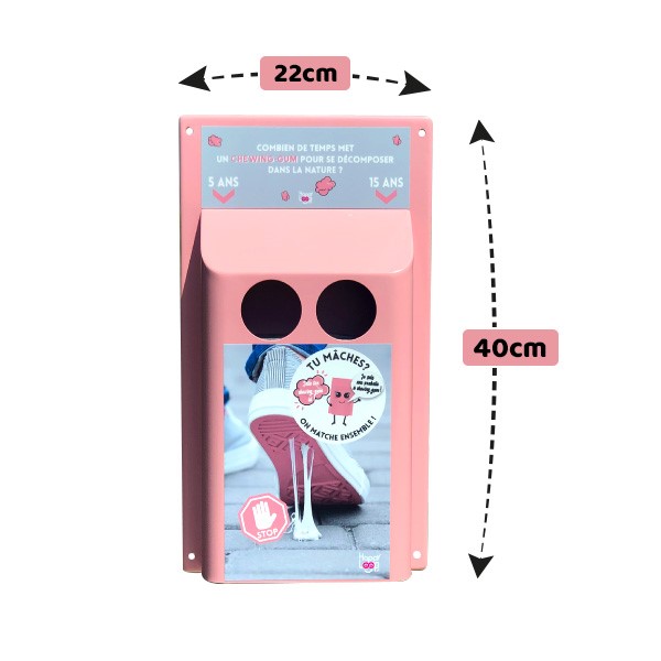 Dimensions Poubelle pour chewing gum HappyGum