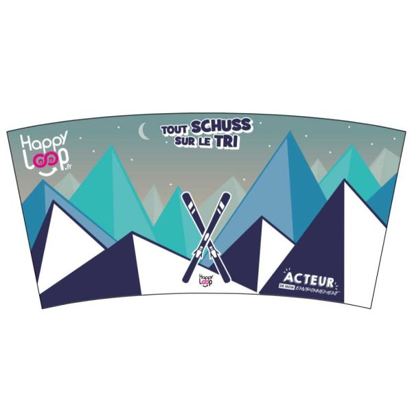 banderole ski pour personnalisation poubelle de tri sur thème de la montagne et du ski. Idéal pour les poubelles des stations de ski