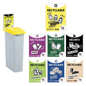 Affiches pour le recyclage des déchets dans poubelle de tri sélectif HappyTri