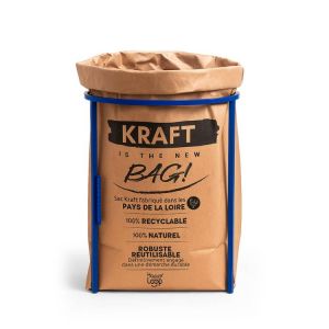 poubelle de tri design pour bureau. Poubelle avec sac kraft et message engagé
