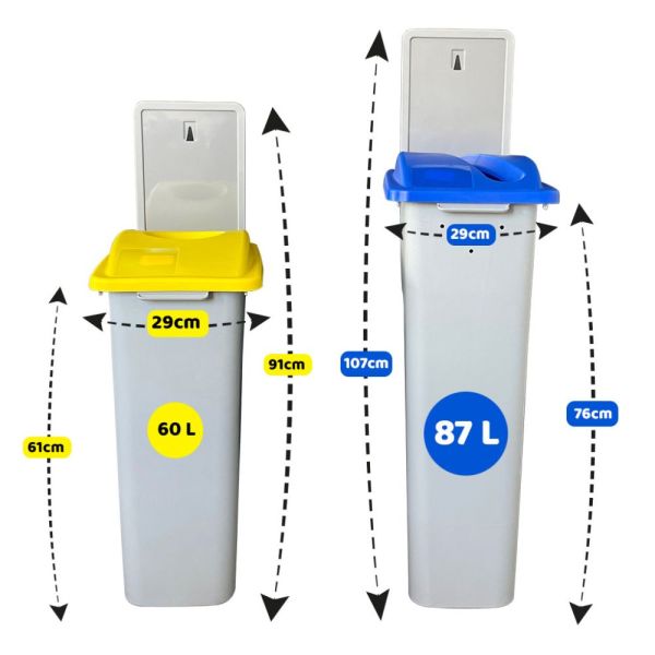 poubelle tri 60litres et 87 litres pour le tri des déchets en entreprise