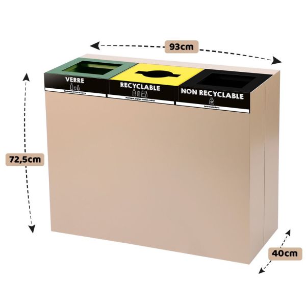 HappySelect - Poubelle tri sélectif design 3 flux