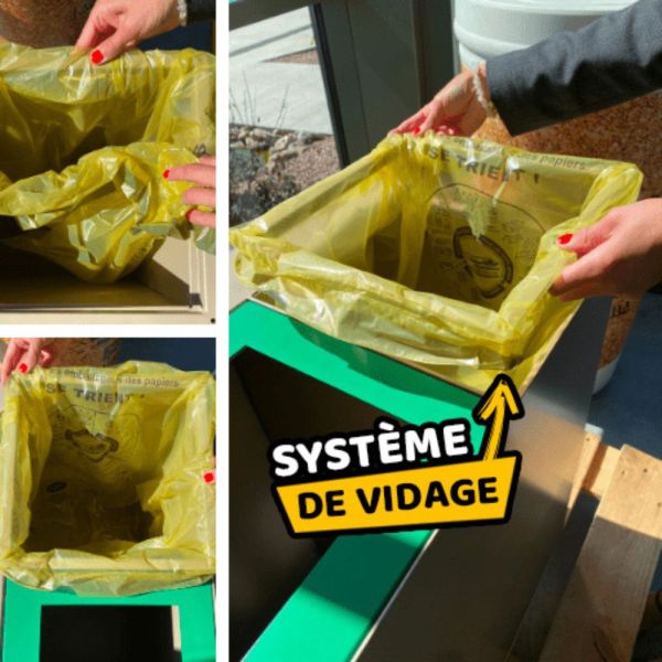 système de vidage pour poubelle de tri sélectif
