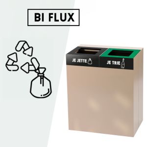 Poubelle de tri bi-flux pour le tri des déchets recyclables et non recyclables
