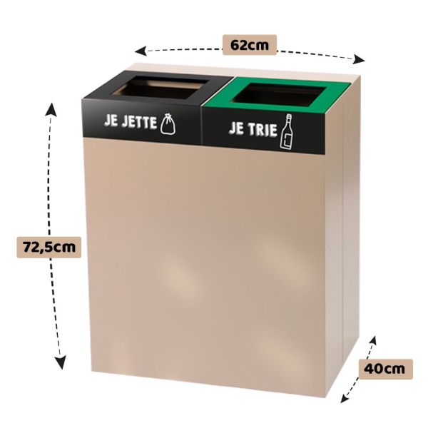 HappySelect - Poubelle tri sélectif design 2 flux