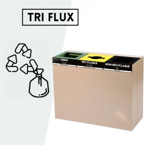 poubelle tri selectif triflux pour tri des déchets recyclables, non recyclables, verres, papiers