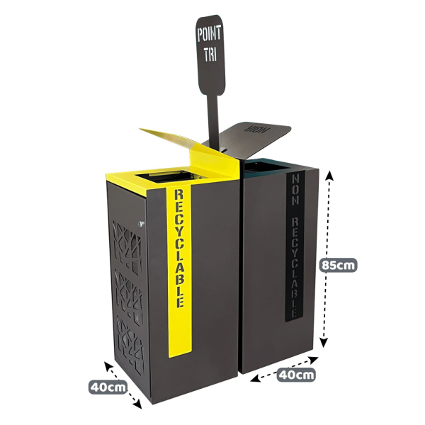 Dimensions de la poubelle de tri sélectif extérieur happyloop