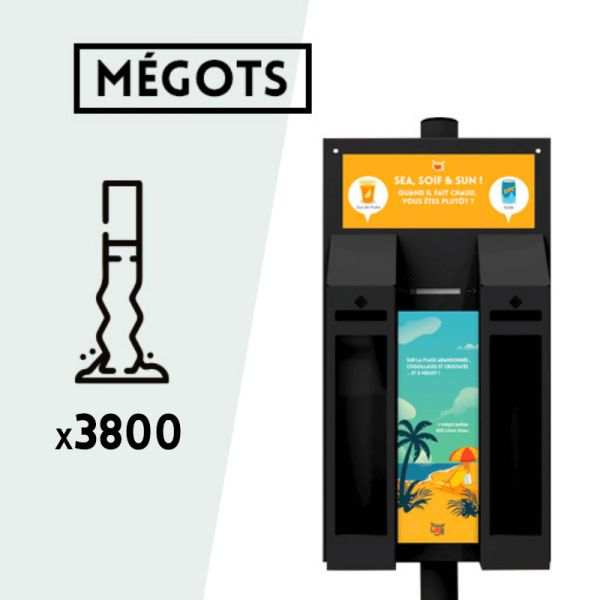 cendrier de sondage pour recyclage des mégots de cigarette. Grande capacité 3800 mégots