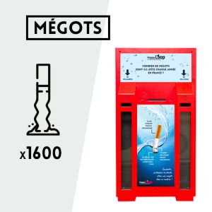 Cendrier de vote pour le recyclage des mégots de cigarette rouge d'une capacité de 1600 mégots.