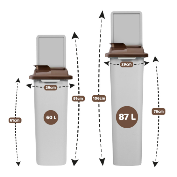 Dimensions de la poubelle de tri pour les biodéchets