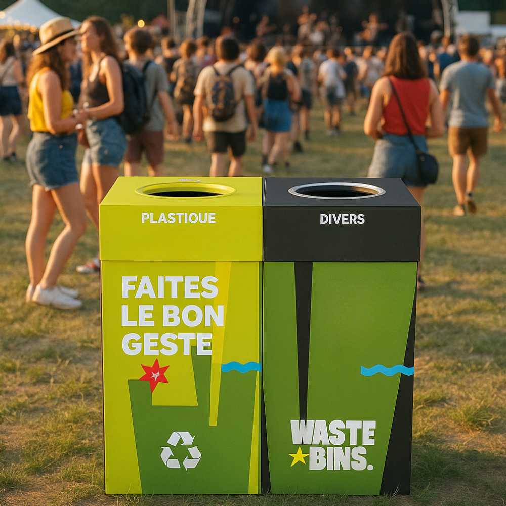 poubelle pour le tri des déchets recyclables et non recyclables en événementiel