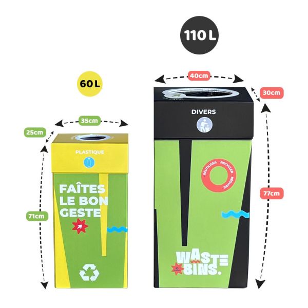 dimensions des poubelles de tri pliablle 60 et 110l