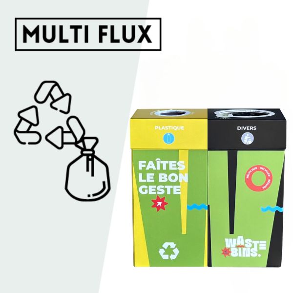 poubelle de tri sélectif pliable. Bac jaune et bac noire