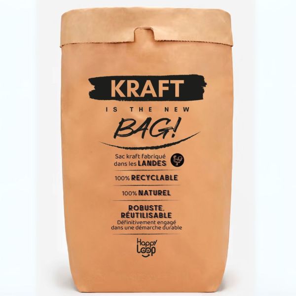 sac kraft recyclé avec message RSE imprimé
